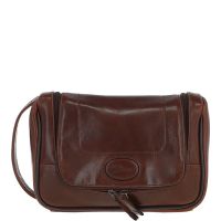 Ashwood Leather Leather Mayfair Veg Tanned Hanging Wash Bag in Brown